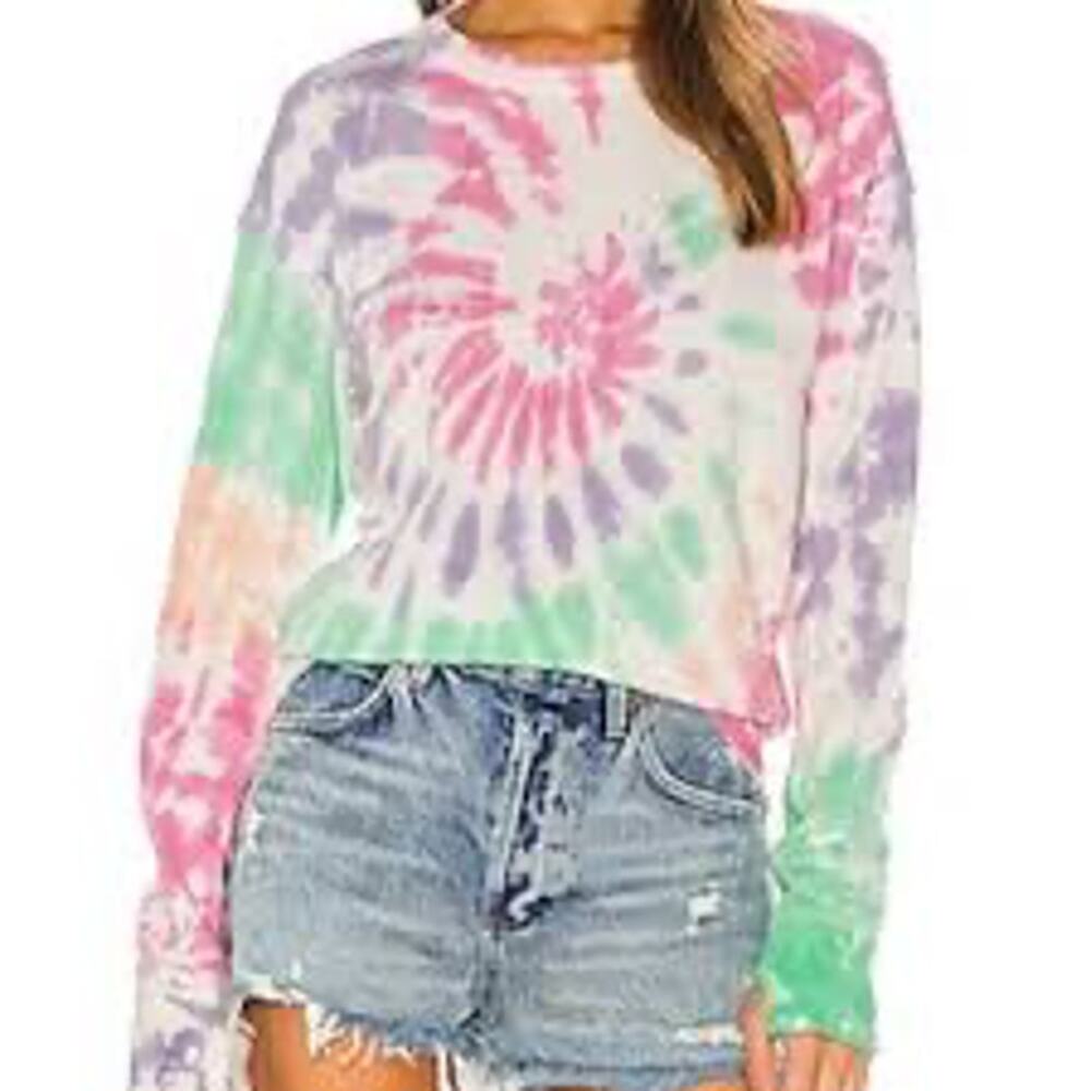 Sundry n.Philanthropy Kojak Tie Dye Crew Neck Sweater Sweatshirt M NEW Panther